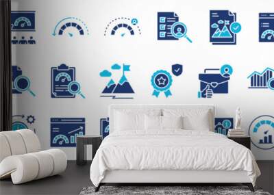 KPI icon collection set. Containing design, business, data, management, performance, analysis, and more. Solid vector icons collection.	 Wall mural