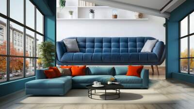 modern living room with Blue sofa Wall mural