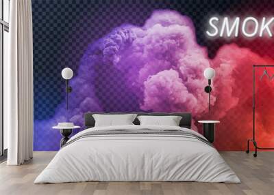 Smoke vector collection, isolated, transparent background. Set of realistic white smoke steam, waves from coffee,tea,cigarettes, hot food. Fog and mist effect. Wall mural