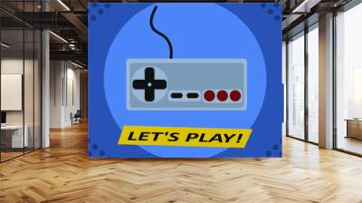 simple vector design of a retro joystick with phrase Wall mural