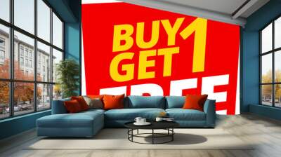 Buy 1 get 1 free, buy one and get another one free mega sale labels with discount special offer Wall mural