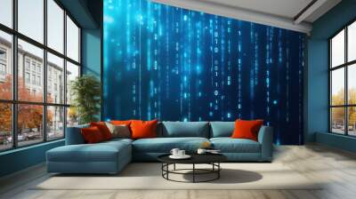 2D animated background of cascading binary code in a matrix-style, with numbers falling vertically across the screen, a tech-centric visual effect Wall mural