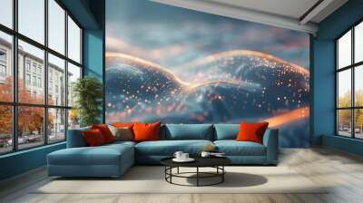 A blue ocean with a few bubbles floating on the surface Wall mural