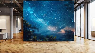 A constellation in the night sky, with stars connected by blockchain lines, mapping out the universe of green finance. Wall mural