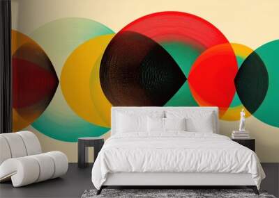 A Venn diagram-like structure, but with abstract geometric shapes intersecting. Each intersection highlights the collaboration and overlap between stakeholder interests Wall mural