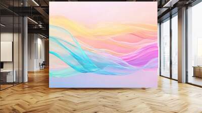 Abstract, colorful waves resembling transparent glass, flowing with a dynamic and fluid motion Wall mural