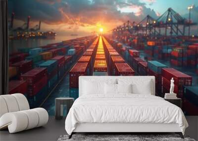 AI reviews and suggests optimizations for logistics contracts. Wall mural