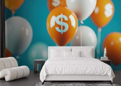 Balloon inflation/deflation: Animate balloons with financial symbols that rapidly inflate and deflate, representing the expansion and contraction of asset values Wall mural