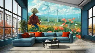 Exploring Renewable Energy in Picturesque Wind Farm Wall mural