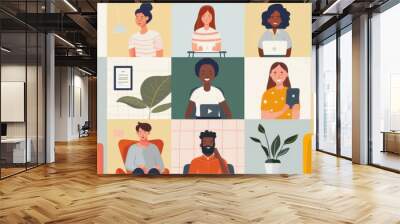 Images depicting individuals in video calls with therapists Wall mural