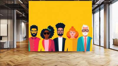 Inclusive management, leaders fostering diversity, flat design illustration Wall mural