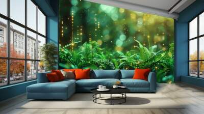 Sustainable Investment Portfolio: A digital portfolio with icons of trees and green dollars. Wall mural