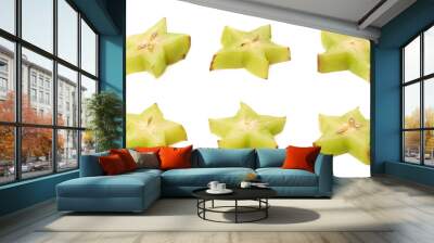 Averrhoa carambola starfruit cross-section isolated Wall mural