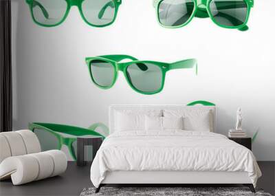 Dark plastic sunglasses isolated Wall mural