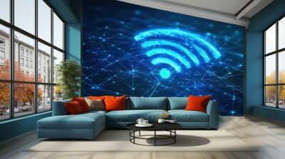 Wi Fi wireless concept. Free WiFi network signal technology internet concept Wall mural