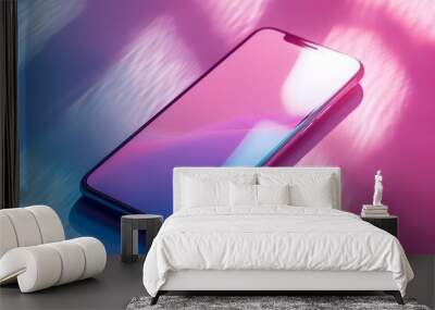 Sleek Smartphone Mockup Floating with Stylish Gradient Background. Wall mural