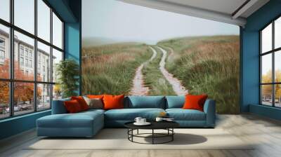 Soft Focus Photography of Blurred Grassland and Road in Pastels. Wall mural