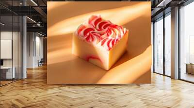 Ultrarrealistic Soap Bar with Vibrant Pink and Red Textures Displayed. Wall mural