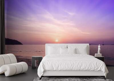 dramatic sunset on the beach Wall mural