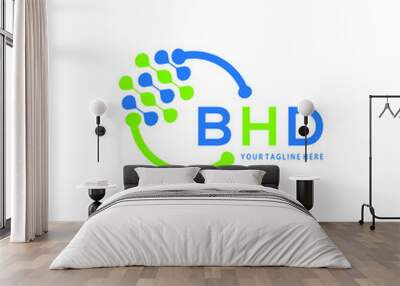 BHD logo design initial creative letter logo.BHD unique letter logo design.
BHD vector logo simple, elegant and luxurious,technology logo shape.  Wall mural