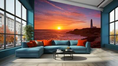 lighthouse at dusk Wall mural