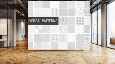 Big collection of vector seamless geometric minimalistic patterns in different styles. Monochrome repeatable unusual backgrounds. Endless gray and white prints, modern textile textures Wall mural