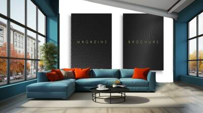 Collection of black luxury covers, templates, backgrounds, placards, brochures, banners, flyers and etc. Abstract halftone striped and dotted posters. Dark minimalistic elegant design Wall mural