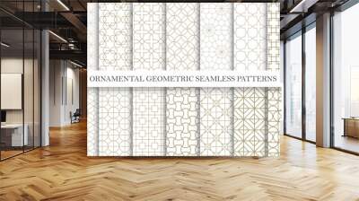 collection of seamless ornamental vector patterns. grid geometric oriental design. Wall mural