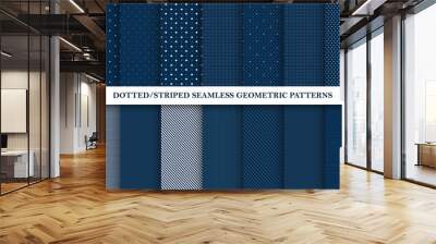 Collection of seamless vector patterns - dotted and striped textures. Elegant design - geometric backgrounds Wall mural