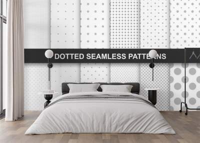 collection of simple seamless dotted patterns. Wall mural