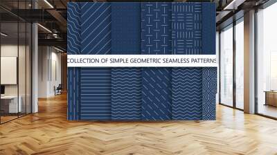 Collection of simple seamless geometric patterns. You can find repeatable backgrounds in swatches panel Wall mural