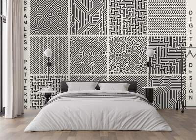 Collection of striped seamless geometric patterns. Wall mural