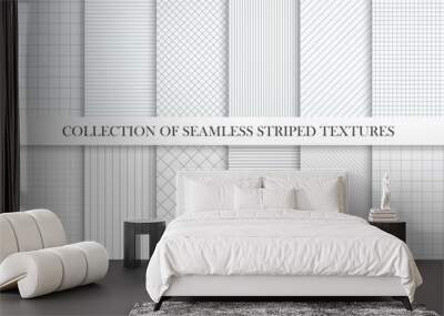 Collection of vector seamless striped textures. Similar to paper. Geometric repeatable simple patterns Wall mural