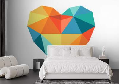 colorful polygon heart. Wall mural