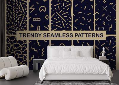 Set of memphis seamless patterns. Fashion 80-90s. You can find seamless backgrounds in swatches panel Wall mural