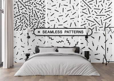 Vector seamless patterns set - memphis design. Wall mural