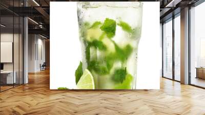 Mojito Cocktail with Lime and Mint - Transparent PNG Background Wall mural