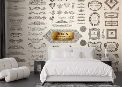 Calligraphic vintage elements. Vector baroque set. Design icons Wall mural