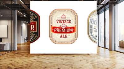 Set of Vintage frames for labels. Gold stickers bottle beer Wall mural