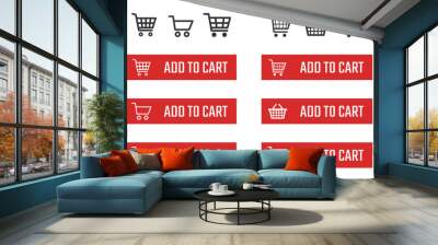 add to cart button set, shopping trolley signs Wall mural