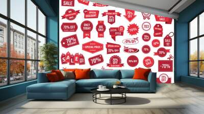 discount banners set, 70% offer discount coupons Wall mural