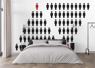 people pyramid with team leader, business career pyramid Wall mural