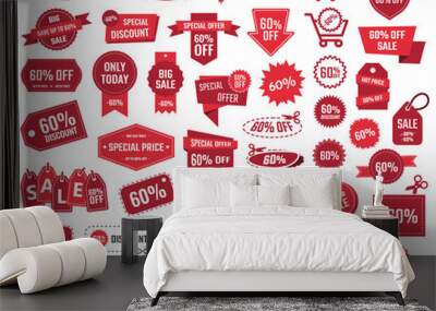 special offer 60 percent, sale banners and coupons, 60 percent off discount Wall mural