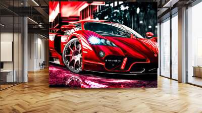 a red sports car - Generative AI Wall mural