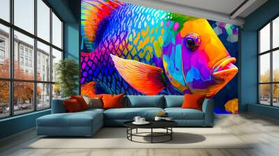 beautiful colorful tropical fish Wall mural