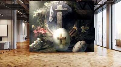 Easter is a time to remember the sacrifice of Jesus on the cross. - Generative AI Wall mural