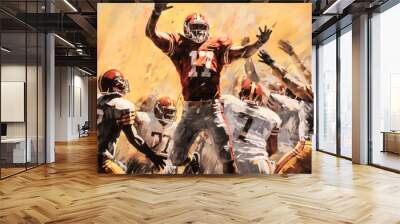 He celebrates a touchdown with a creative pose. Wall mural