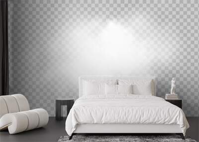 Fog or smoke isolated transparent special effect. White vector cloudiness, mist or smog background. Vector illustration Wall mural