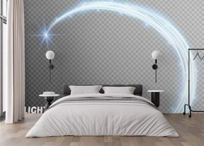 Light glow effect stars bursts with sparkles isolated on transparent background. Wall mural