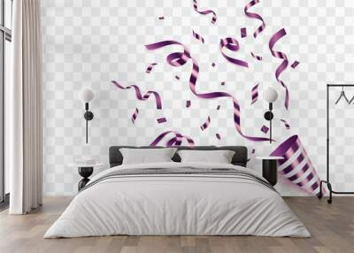 Party Popper is isolated. Bright confetti. Vector illustration Happy birthday concept. Wall mural